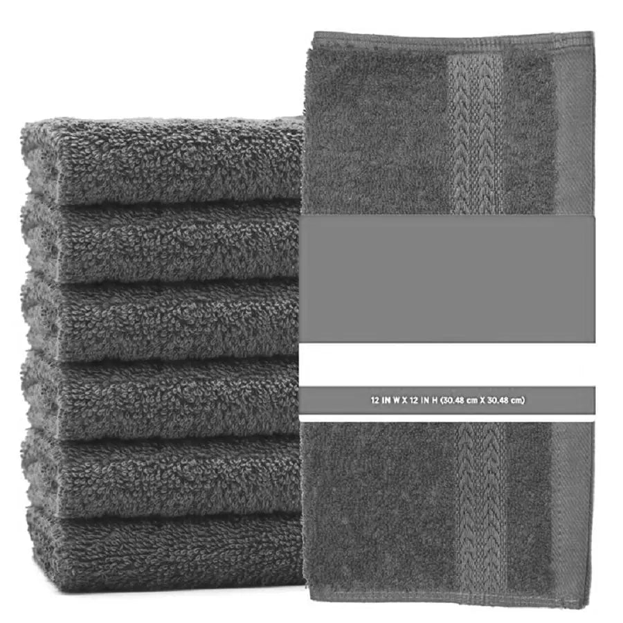 Pack of 12 Face Cloth Towels 100% Egyptian Cotton Flannel Soft 500 GSM