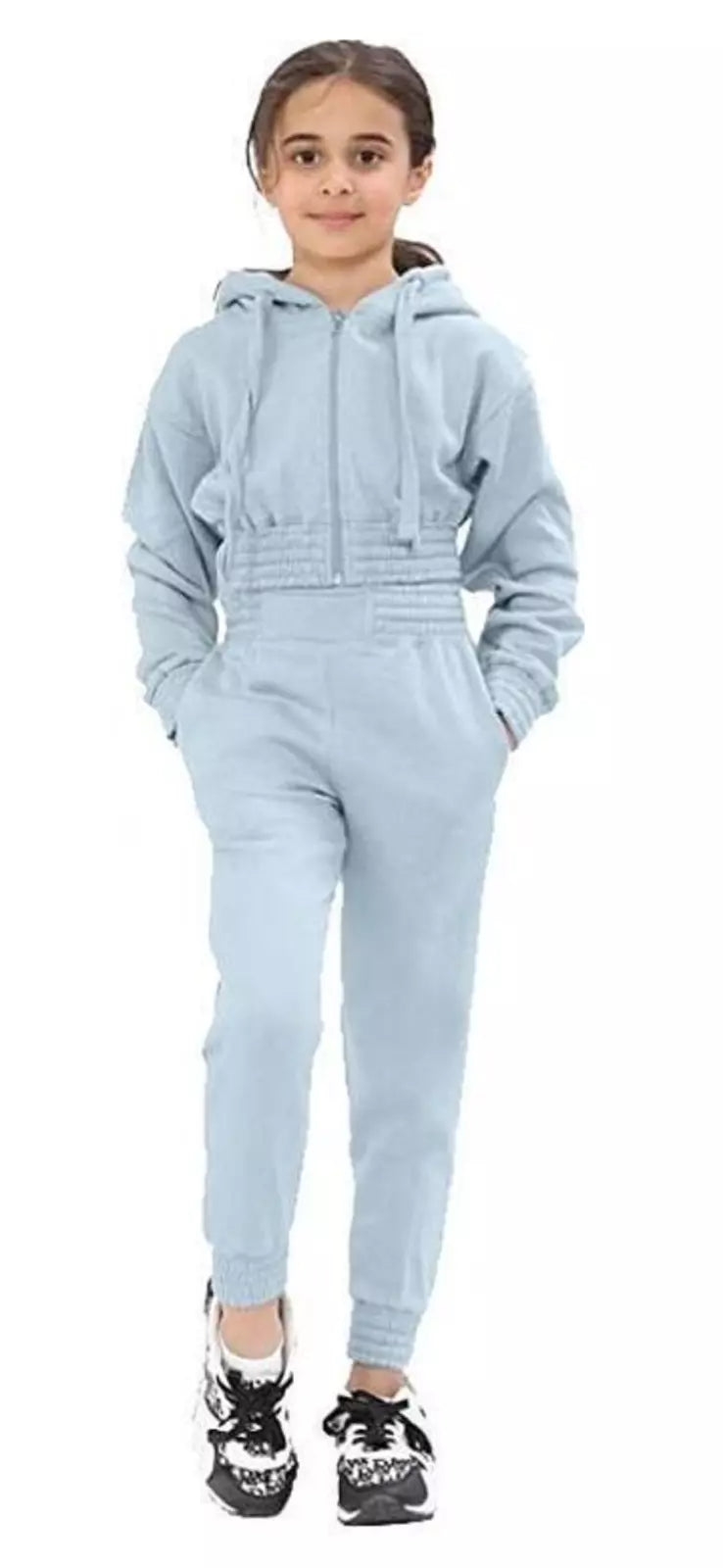 Kids Girls Tracksuit Hoodie, Kids and Teens Crop Tracksuit Set Casual