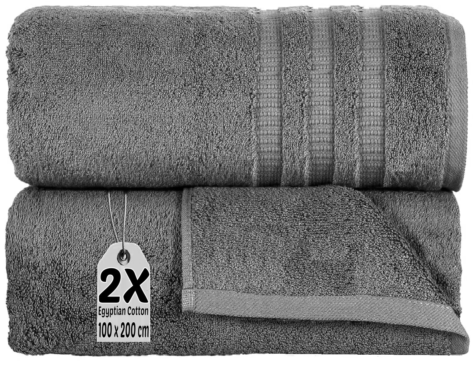 2X Extra Large 100x200cm Jumbo Bath Sheets Towel Set 100% Egyptian Cotton 600GSM