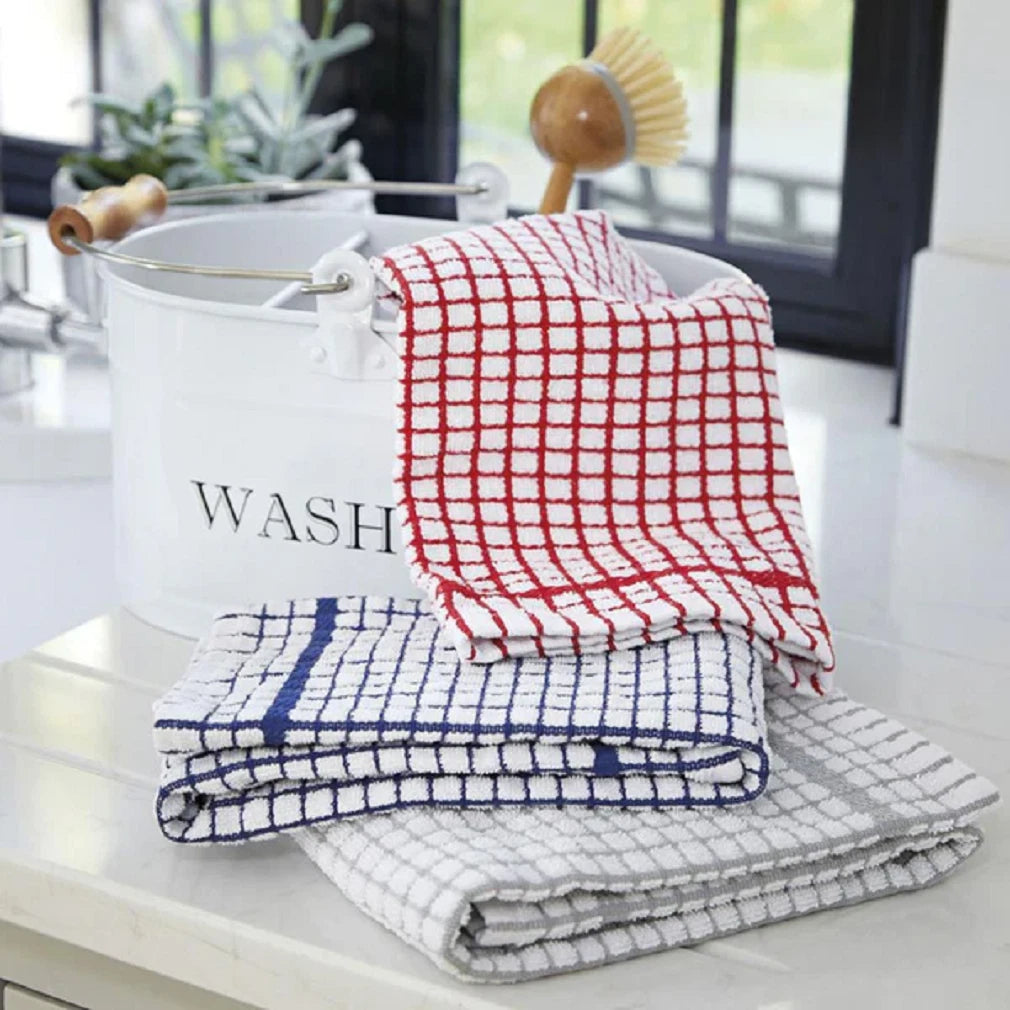 100X Extra Large Terry Tea Towels Check Design 100% Egyptian Cotton Kitchen Towels