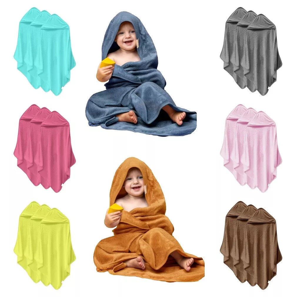 3x Hooded Baby Towel Soft 100% Cotton Bath Wrap Bath Towel Newborn Hooded Towels Towelsbay