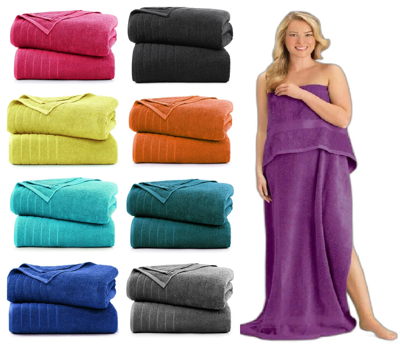 2x Large Jumbo Bath Sheets: 100% Egyptian Cotton, 85x165 cm, Mega Bargain for Ultimate Comfort