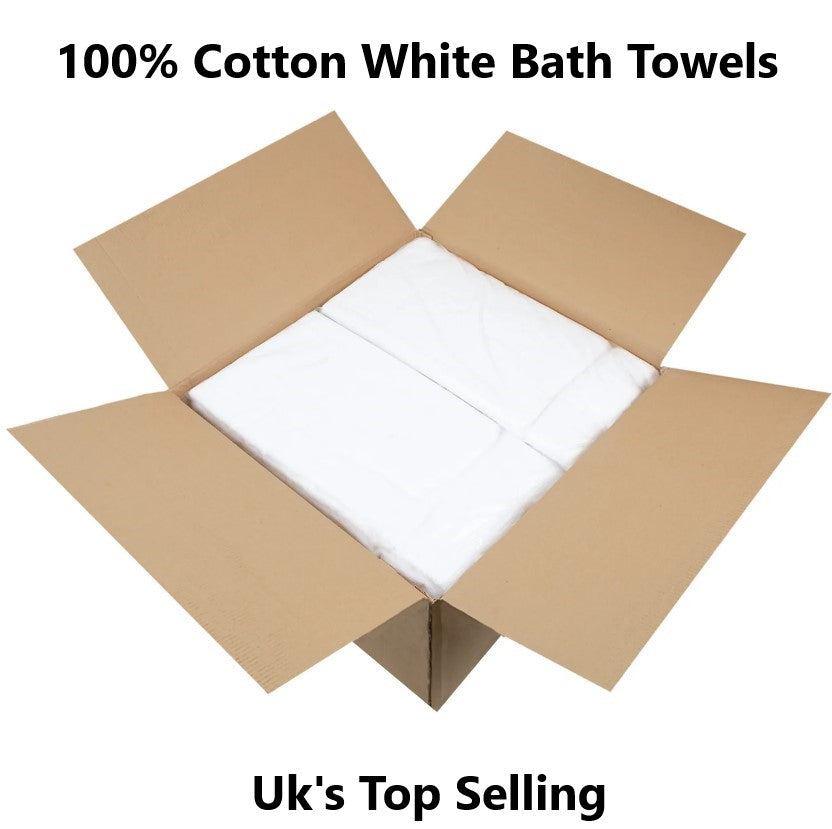 Box of 32 Luxury Soft White Bath Towels Egyptian Cotton 600GSM Hotel Quality