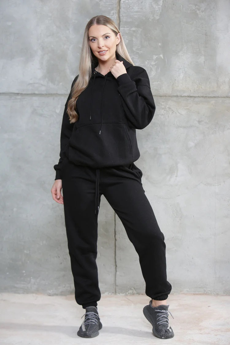 Women's Ruched Sleeve Lounge Wear Tracksuit Set with Oversized Hoodie