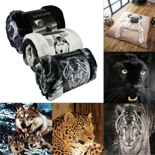 3D Animal Print Effected Mink Faux Fur Throw Fleece Blanket Soft Bed Sofa Couch Plush