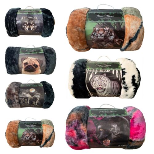 3D Animal Print Effected Mink Faux Fur Throw Fleece Blanket Soft Bed Sofa Couch Plush