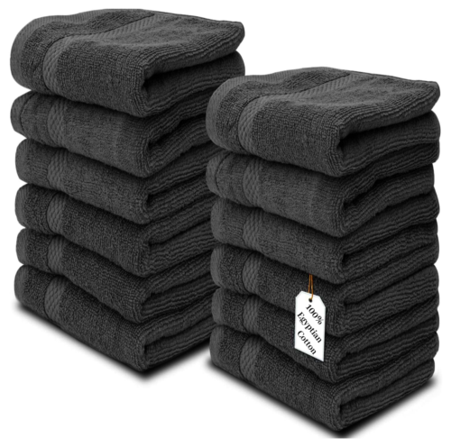 Pack of 12 Face Cloth Towels 100% Egyptian Cotton Flannel Soft 500 GSM