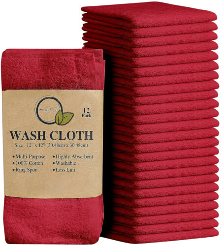 High Quality Egyptian Cotton-12 Pack of Flannel Washcloths -Super Soft