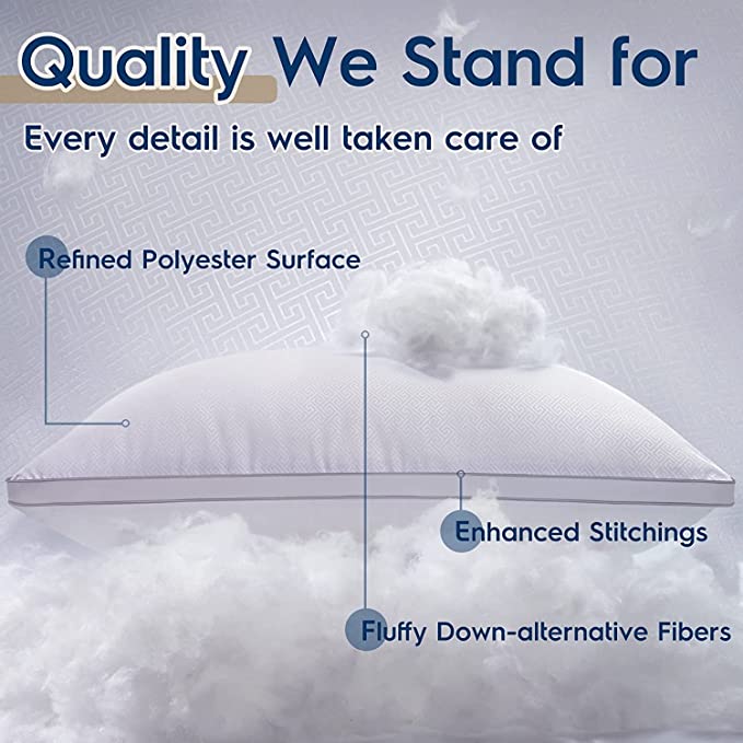 2 X White Memory Foam Pillows Soft Fluffy Hotel Quality Pillows
