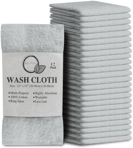 High Quality Egyptian Cotton-12 Pack of Flannel Washcloths -Super Soft