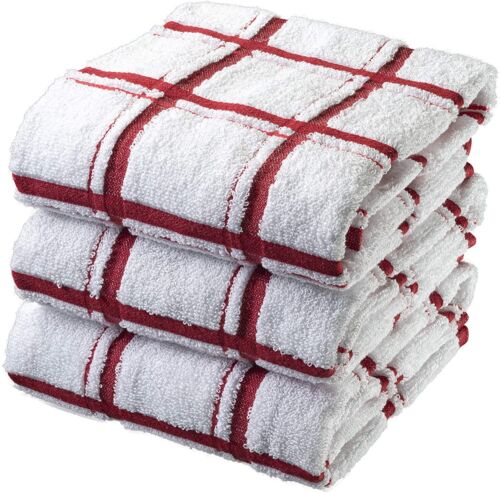 100% Cotton Terry Kitchen Towels Checkered Designed